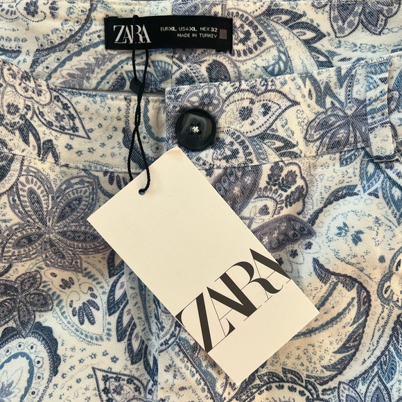 NWT Zara Straight Cut Printed Pants in Blue/White - Ref. 1478/029 - Picture 6 of 11